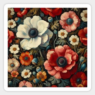 anemone and poppy flower pattern 1 Magnet